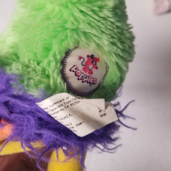 6" VINTAGE 1986 PURPLE PUFFLING POPPLES STUFFED ANIMAL PLUSH TOY POPPLE MINI - Picture 7 of 8